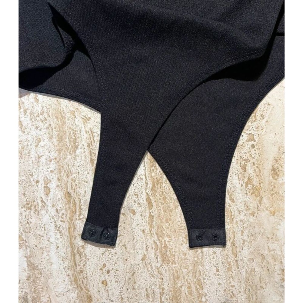TCEC Black Ribbed Ruffle Bodysuit Large Romantic Goth - Picture 8 of 10